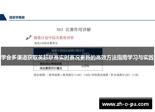 学会多渠道获取英超联赛实时赛况更新的高效方法指南学习与实践